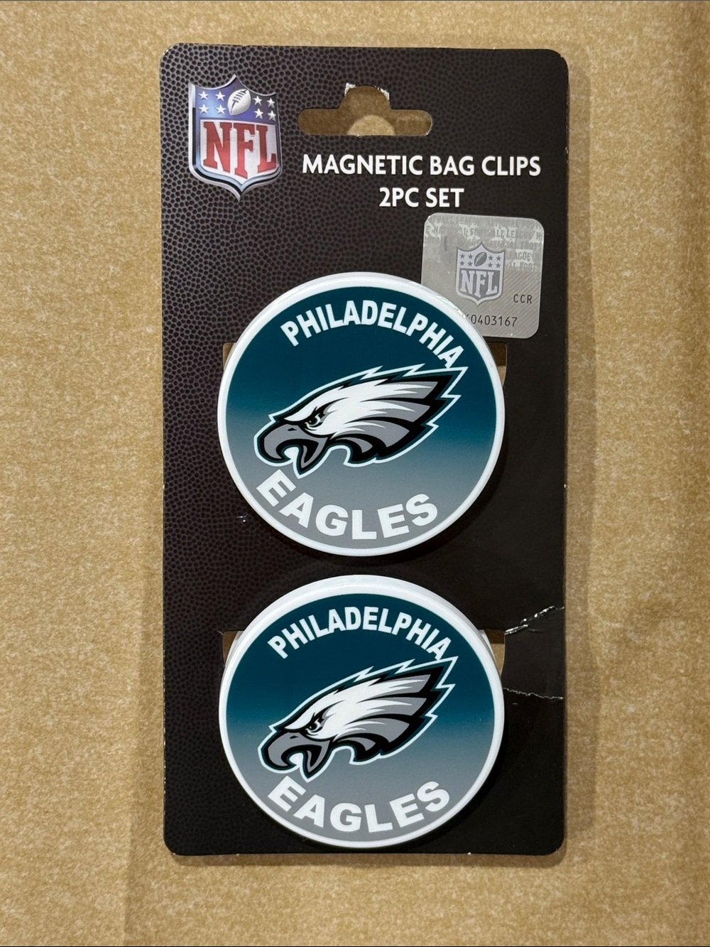 NFL Philadelphia Eagles 2-Pack Magnetic Bag Clips Set - NWT